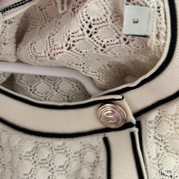 Sandro White and Black Striped Cardigan Size 3 - Picture 6 of 6